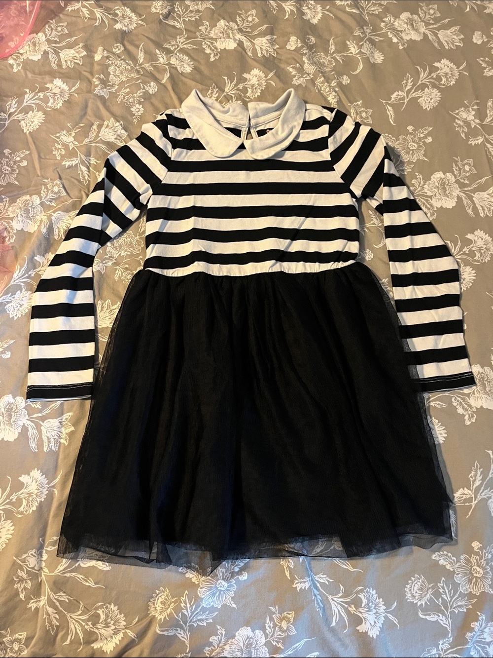 Cat & Jack Black and White Wednesday inspired dress for Halloween